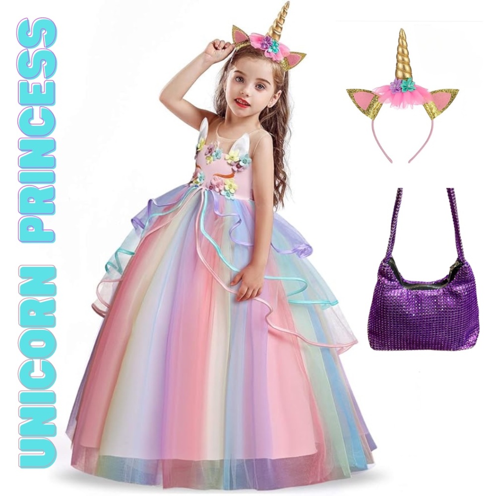 Girls Halloween Unicorn Princess Dress
